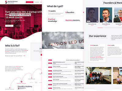 Startup Division — Founders Academy client work course landing landing page mentoring startup ui venture web website