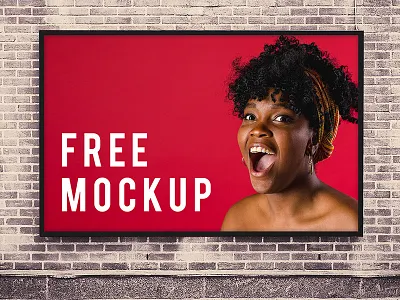 Free Big Poster Mockup on Brick Wall design free mockup free mockup psd mockup mockup design mockup psd mockup template photoshop psd