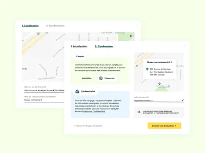 Localisation écoresponsable - Confirmation process city colorful design ecofriendly ecology fun map popup practical ui urban ux validation web webtool