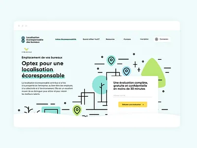 Localisation écoresponsable - Homepage city colorful design ecofriendly ecology fun homepage illustration illustrator practical ui urban ux web design web tool