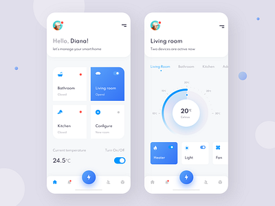 Smart Home App app application controls home ios minimal mobile app remote smart smart home smarthome ui uiux ux