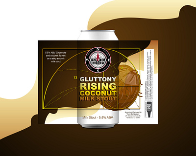 Westville Brewery - Gluttony Rising Coconut Milk Stout adobe illustrator beer label branding covid 19 craftbeer graphic design illustration local business product design vector illustration