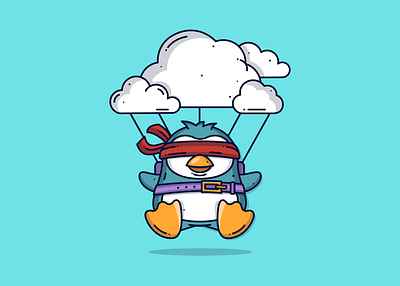 Penguin 🐧 bird blog blue branding character cloud cute cute animal cute art design dribbble flat design flying graphic icon illustration minimal penguin tech vector