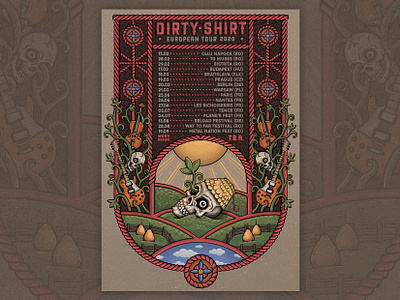 Dirty Shirt Tour Poster coverart digitalillustration folklore gigposter graphicdesign guitar illustration illustration art illustrator metal music music poster poster poster artwork poster design rock skull tour tour poster traditional art