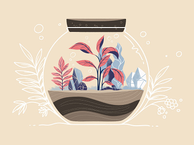 Forest in jar forest glass illustration jar lockdown plant plants