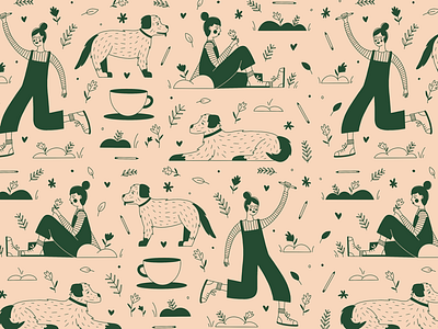 Me Pattern create design dog doodle floral graphic design illustration illustrator pattern pattern design people procreate stay home surface. art