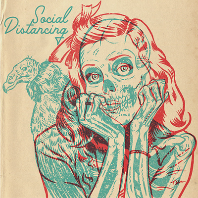 Keep Your Distance drawing hoodzpah horror illustration monsters social distancing xray