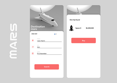 SPACE X TO MARS design space ticket travel ui ux