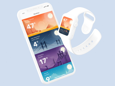 Brilliant brand illustrations animation app apple watch branding clean color design flat icon illustration ios mobile app neumorphism ui ui ux ux vector weather weather app weather mobile app