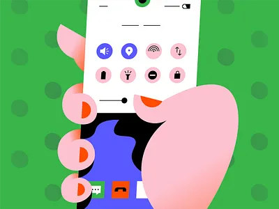 Phone in Hand abstract app blue green hand home icons illustration mobile nails phone red screen shadow thumb