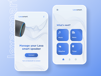 Lexasmart speaker setup app android app app design application bluetooth column design digital gradient mobile mobile app mobile ui music music app smart smart home ui ux ui webdesigner