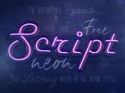Free Script Neon 3D Lettering 3d 3d lettering font free free font free graphics freebie lettering neon neon font retro script typography