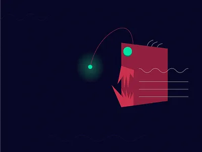 Alone in the dark creature fish geometric illustration