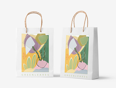 Green Leaves Bag Pattern Design bag bag design green green logo green tea illustration illustrator pattern pattern art pattern design