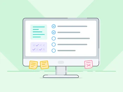 To your battlestation! app design branding computer figma icon illustration imac monitor sticky notes ui ux vector visual design