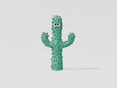 Sad Cactus 3d 3d art 3d artwork 3d illustration blender blender 3d cacti cactus cartoon illustraion