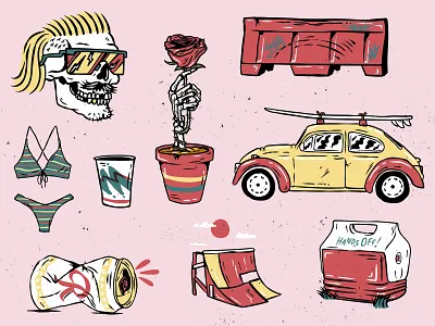 Summer Flash Sheet beer cooler jersey barrier rainier rose skeleton skull vw bug