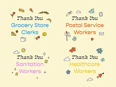 Thank You corona covid19 doodles drawing font food grocery healthcare illustration leah schmidt leahschm leahschmidt mail post postal service sanitation shopping store typography virus