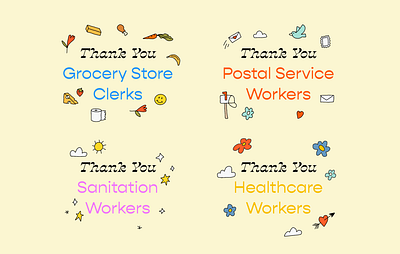 Thank You corona covid19 doodles drawing font food grocery healthcare illustration leah schmidt leahschm leahschmidt mail post postal service sanitation shopping store typography virus