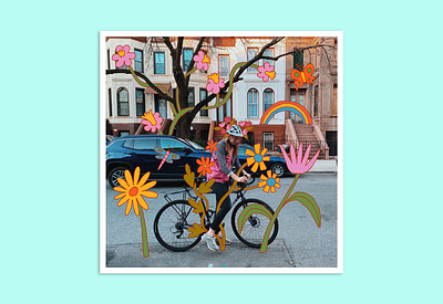 Spring Doodles art bicycle bike color design drawing floral florals flowers girl happy illustration illustrator joy leah schmidt leahschm leahschmidt line spring woman