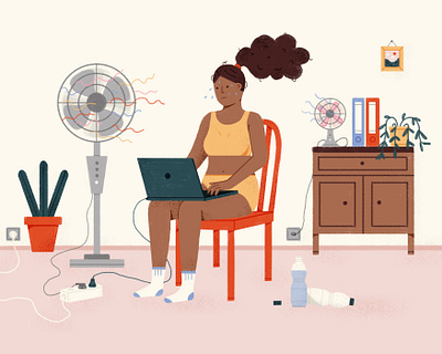 Home Office drawing fan home office illustration laptop photoshop quarantine summer summertime work