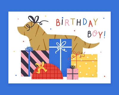 Birthday Card Presents birthday birthday card dog drawing illustration photoshop presents procreate