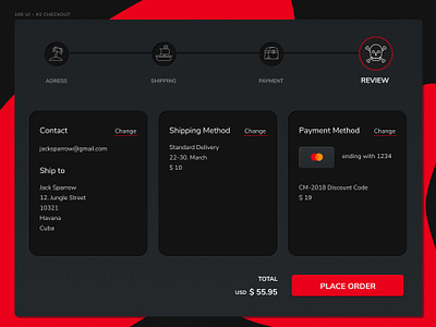 Checkout page checkout daily project daily ui dark mode dark theme dark ui pirate summary ui ui challenge