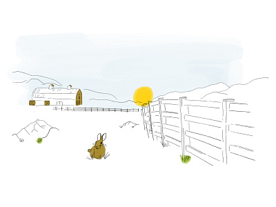 Farm analog drawing drawing style farm hand drawn illustration ipad pro minimal procreate procreate app sky style sun womenofillustration womenwhodraw