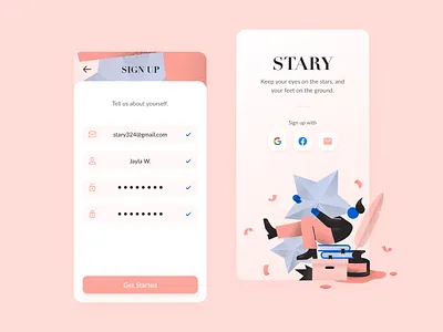 Sign Up account book illustration ink login mobile register sign in sign up star