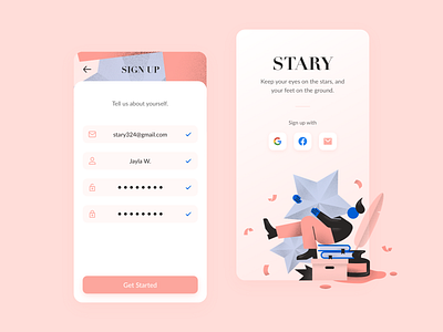 Sign Up account book illustration ink login mobile register sign in sign up star