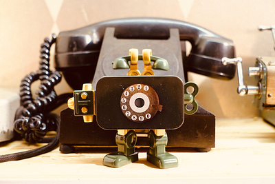 Vintage Phone TinBot branding culture design designer toys retro robot toy vintage