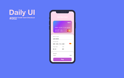 Credit Card Checkout DailyUI #002 add basket card checkout credit card checkout dailyui iphone x pink screen store ui ux