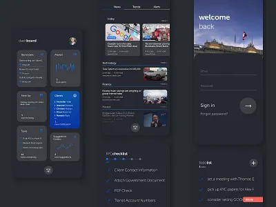 International Wealth Management App | Dark Mode banking business clean dashboard design finance flat investment invision invisionstudio ios management minimalistic productivity simplistic stocks ui uiux