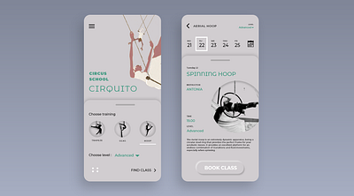 Daily Ui Challenge #62 Workout of the day aerial app app design athlete booking challenge circus daily dailyui design hoop landing page design ui workout