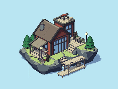 house bear bear bears blender drawing fishing house house illustration illustration illustrationdrawing isometric isometric art isometric illustration photoshop