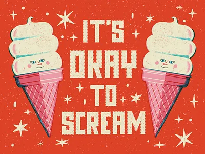 Scream hand lettered ice cream lettering vintage