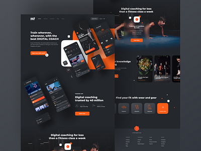 Freeletics Landing app app design application dark dark ui design exercise fitness icon landing pattern sport ui ux workout