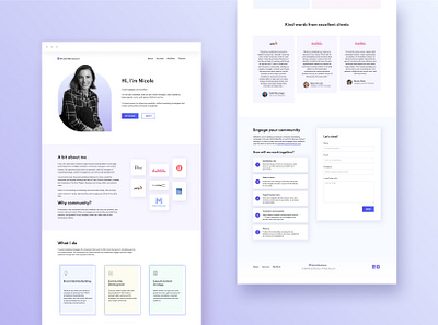 Landing Page Design for Marketing & Community Freelancer agency landing page agency website community community manager flat design freelance freelancer landing page marketing marketing agency marketing site portoflio ux ux design web design webdesign webflow webflow website website design