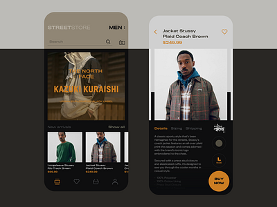 Street Store app ecommerce interaction mobile shop store street streetwear stussy ui ux