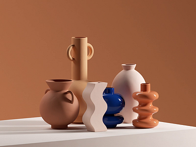 Magic Vases 3d animation art artdirection artist arty branding c4d elegant gif illustration loop mood motion octane product smooth spline terracotta vases