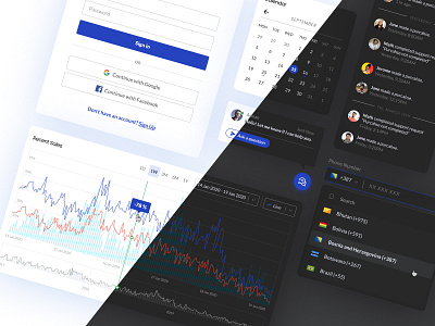 Proximu UI kit app calendar chart clean dark mode dark ui dashboard dropdown feed line chart login ui ui ux ui kit ux