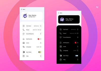 Settings UI 100daysofui adobexd app dailyui design profile page ui