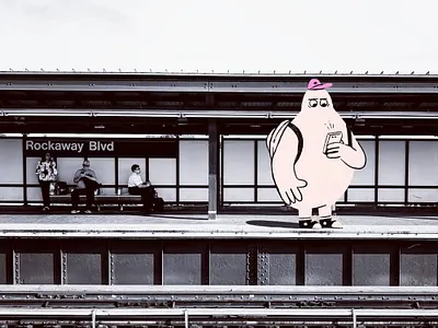 Subway Platform cartoon commuter illustration new york subway