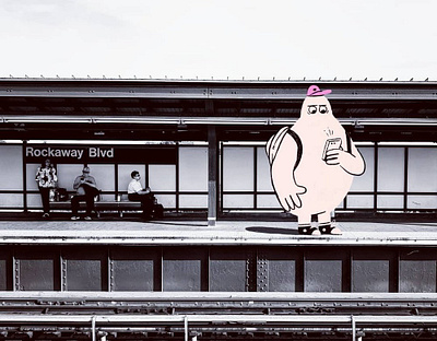 Subway Platform cartoon commuter illustration new york subway