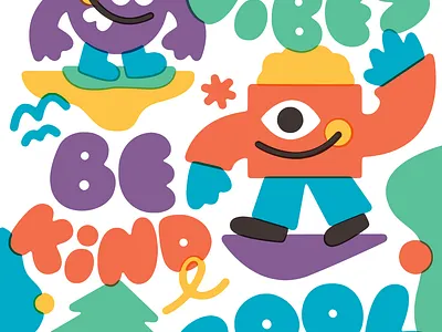 Busy work art bekind character doodle drawing fun illustration lettering vector