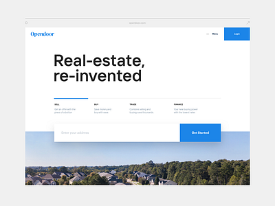 Homepage concept brand branding home interface landing layout neumorphic opendoor real estate ui web