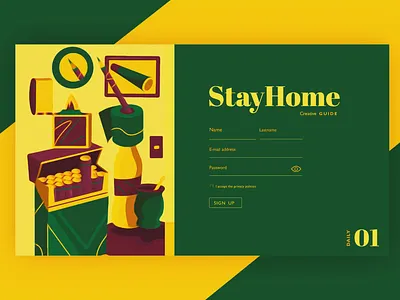 Daily UI #001 coronavirus daily ui sign up stayhome