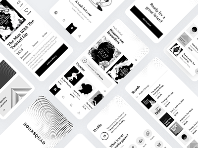 Booksquad app branding clean creative design flat minimal typography ui ux