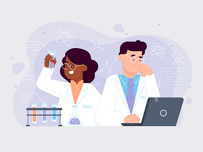 Scientist Working 2d art flat freebie illustration laboratory landing page medical research science scientist ui vector