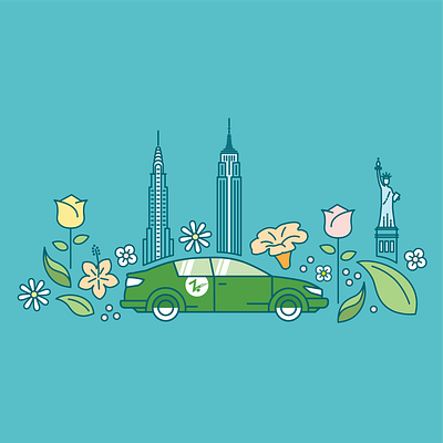 Earth Day illustration earth day earth month flowers illustration line art new york new york city nyc vector zipcar